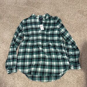 Lands' End green and Black Plaid Shirt